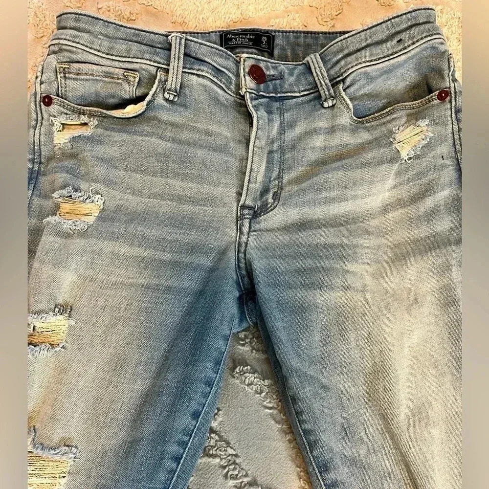 Abercrombie & Fitch Womens Harper Super Skinny Distressed Jeans A&F - Picture 2 of 5